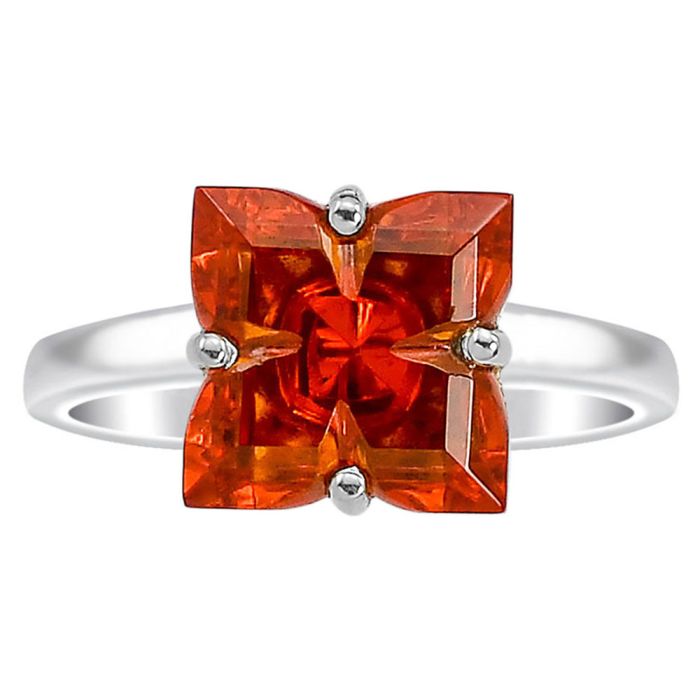 Lab Created Padparadscha Sapphire Ring size-6 SDR81135 R-1019, 10x10 mm