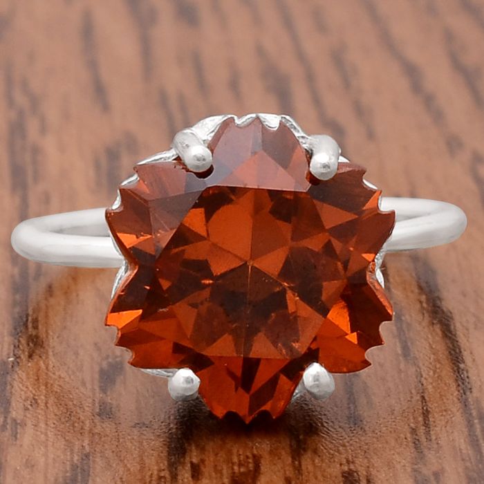Lab Created Padparadscha Sapphire Ring size-7.5 SDR81284 R-1019, 13x13 mm
