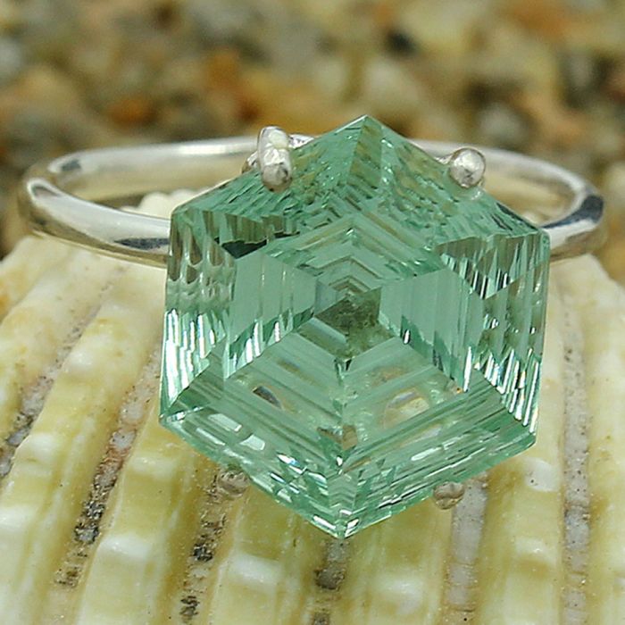Lab Created Green Sapphire Ring size-7 SDR81928 R-1019, 12x12 mm