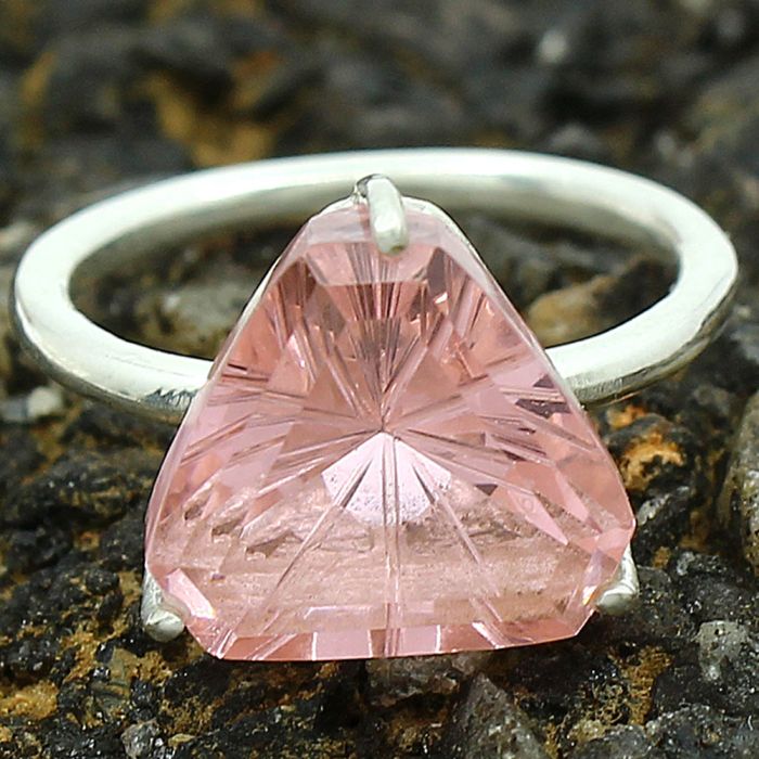 Lab Created Pink Morganite Ring size-7 SDR82181 R-1019, 12x12 mm