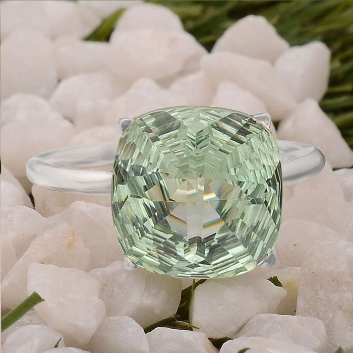 Lab Created Green Sapphire Ring size-7.5 SDR82599 R-1019, 12x12 mm