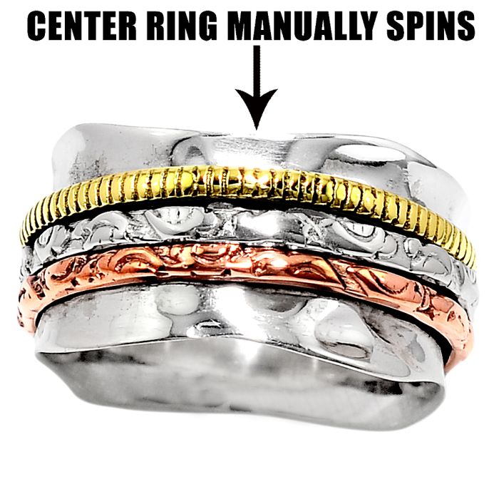 Two Tone Meditation Spinner Ring size-7 SDR84511 R-1714, N/A