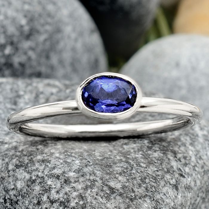 Natural Iolite - India Ring size-7 SDR87932 R-1001, 4x6 mm