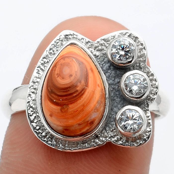 Caramel Opal and White Zircon Ring size-8.5 SDR91812 R-1655, 8x12 mm
