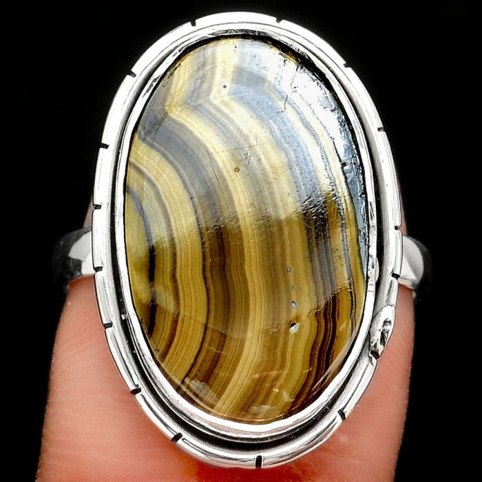 Natural Schalenblende Polen Ring size-8 SDR92117 R-1011, 12x20 mm