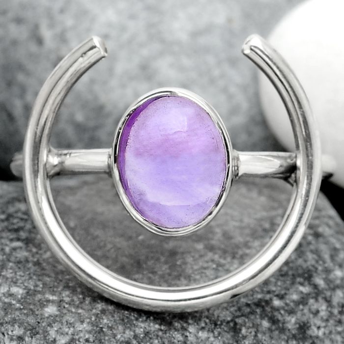 Natural Amethyst Cab - Brazil Ring size-7.5 SDR92344 R-1036, 7x9 mm