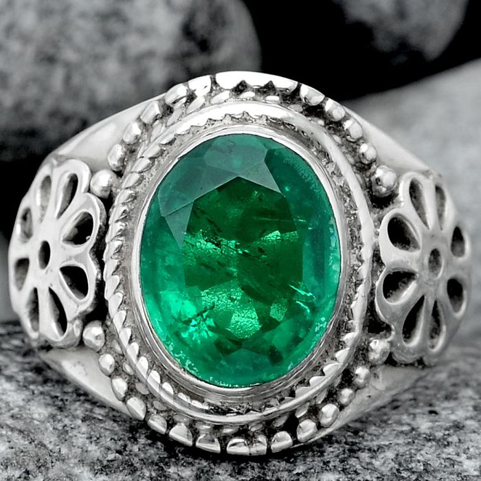 Artisan - Lab Created Emerald Ring size-6 SDR97548 R-1541, 8x10 mm