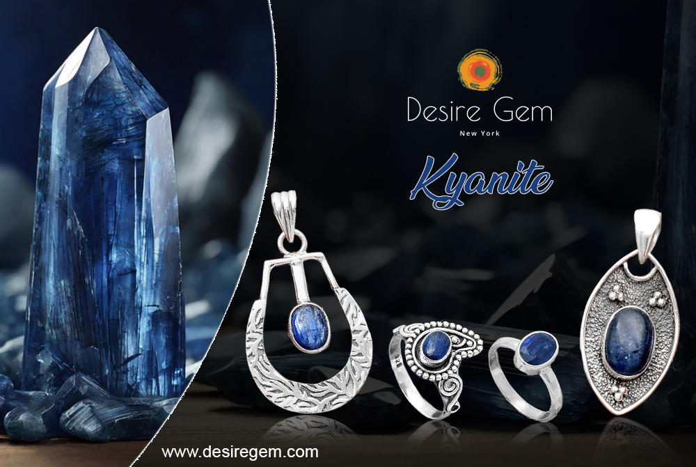 Exquisite Kyanite Gemstone Jewelry Set in 925 Sterling Silver by Desiregem