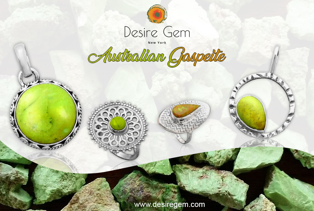 Australian Gaspeite Gemstone in 925 Sterling Silver Jewelry by Desiregem