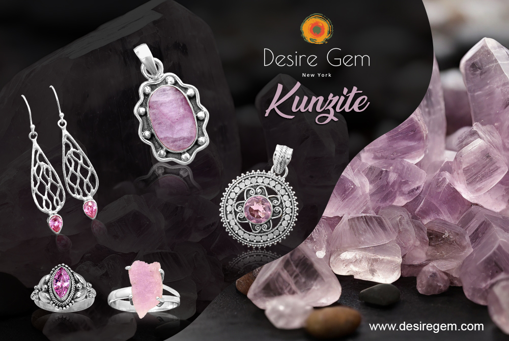Elegant Natural Kunzite Gemstone set in 925 Sterling Silver Jewelry Pieces